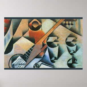 Gitarre (Banjo) und Brille, Juan Gris, Vintage Art Poster