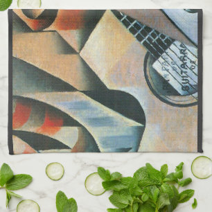 Gitarre (Banjo) und Brille, Juan Gris, Vintage Kun Geschirrtuch