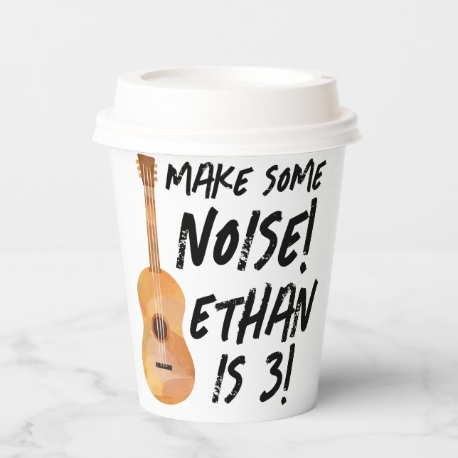 Gitarre Birthday Party Paper Cups - Musik Geburtst Pappbecher (Vorderseite)