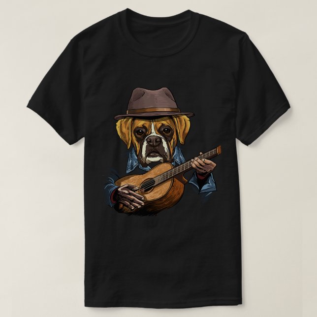 Gitarre Boxer Gitarrist Dog Guitarrist T-Shirt (Design vorne)