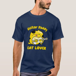Gitarre Daddy and Cat Lover, lustiger Cartoon Chat T-Shirt