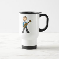 Gitarre, die Strichmännchen-Tasse spielt