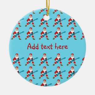 Gitarre, die Weihnachtsmann spielt Keramikornament