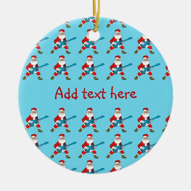 Gitarre, die Weihnachtsmann spielt Keramikornament (Vorne)