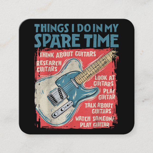 Gitarre Dinge, die ich in meiner Freizeit lustige  Quadratische Visitenkarte (Vorderseite)