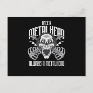 Gitarre einmal ein Metallkopf immer ein Metallkopf Postkarte