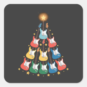 Gitarre Electric Music Instruments Weihnachtsbaum Quadratischer Aufkleber