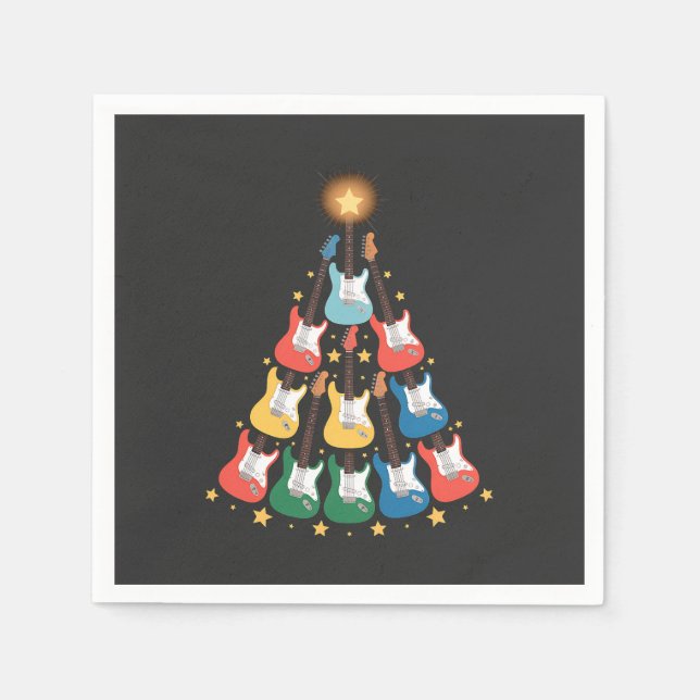 Gitarre Electric Music Instruments Weihnachtsbaum Serviette (Vorderseite)