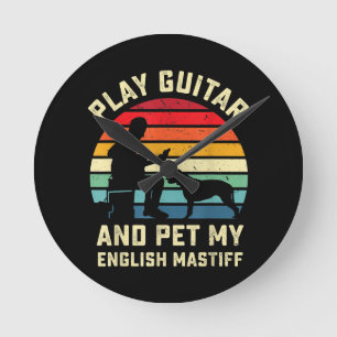 Gitarre English Ma Lover Guitarist Pet Dog Owner Runde Wanduhr