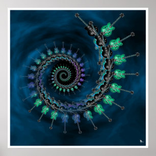 Gitarre-Fraktal-Poster Poster