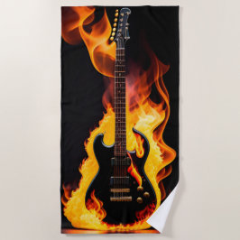 Gitarre in Flamme Beach Handtuch