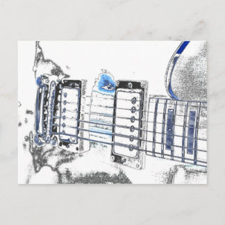 Gitarre Kontur Image Blue Black Bridge strings.jpg Postkarte