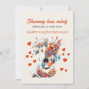 Gitarre liebt Melodie Romantischer Valentinstag Feiertagskarte