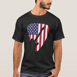 Gitarre Lover  American Flag Guitar T-Shirt