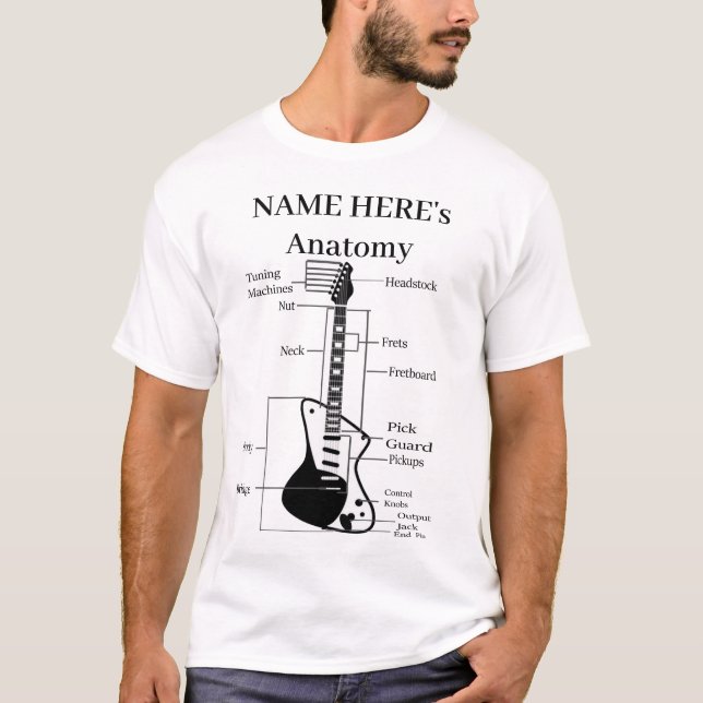 Gitarre Lover Anatomie einer Gitarre T-Shirt (Vorderseite)