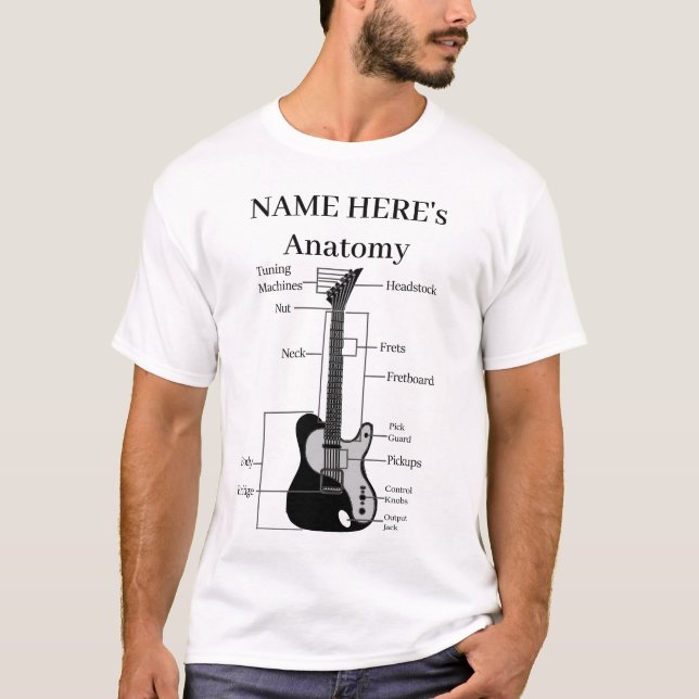 Gitarre Lover Anatomie einer Gitarre T-Shirt (Vorderseite)