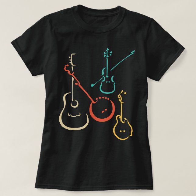 Gitarre Lover Gitarrist Retro bluegrass mandolin g T-Shirt (Design vorne)