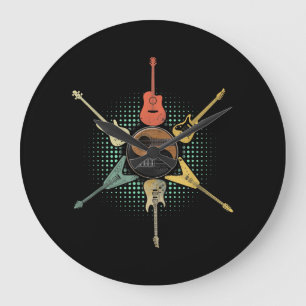 Gitarre Lover  Retro Style   Geschenk für Gitarri Große Wanduhr