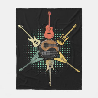 Gitarre Lover| Retro Style | Geschenk für Gitarris Fleecedecke