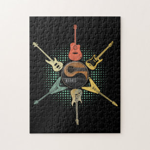 Gitarre Lover  Retro Style   Geschenk für Gitarris Puzzle