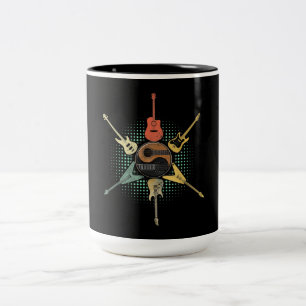 Gitarre Lover Retro Style Geschenk für Gitarris Zweifarbige Tasse