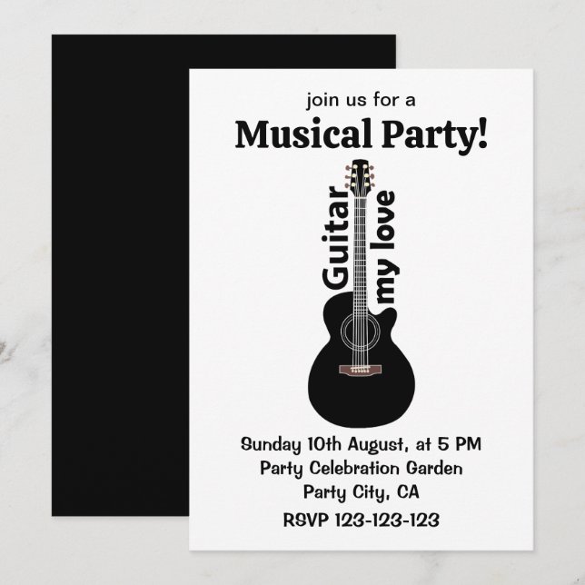 Gitarre meiner Liebe Gitarre Einladung (Vorne/Hinten)