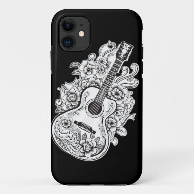 Gitarre Melody: Blumengitarre-Farbseite Case-Mate iPhone Hülle (Rückseite)