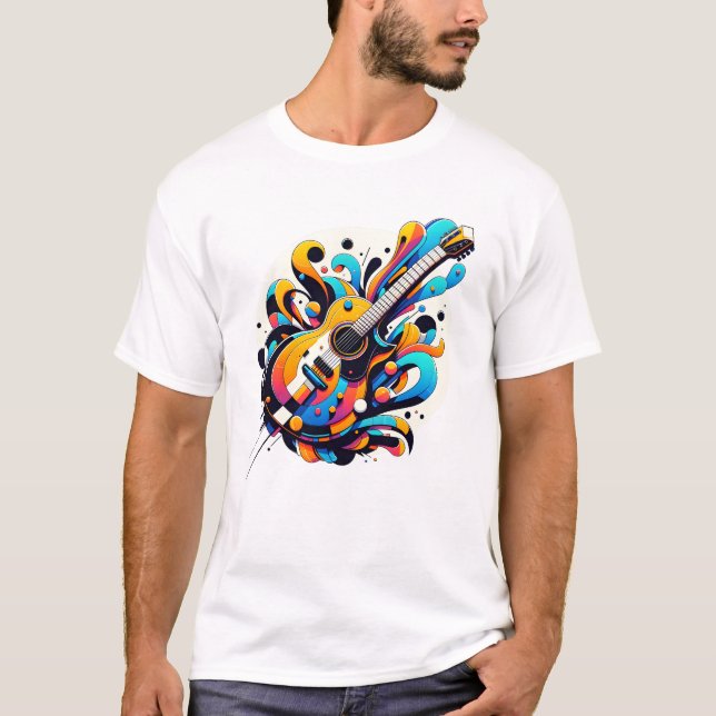 Gitarre mit Graffiti-Design T-Shirt (Vorderseite)