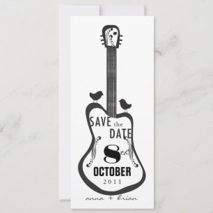 Gitarre mit liebenden Vögeln Save The Date