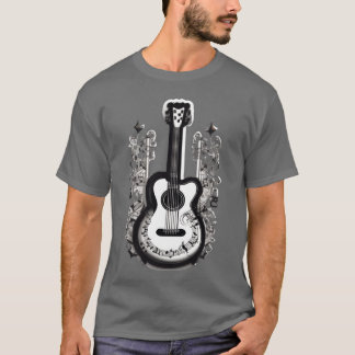 Gitarre mit musikalischen Noten für diejenigen, di T-Shirt