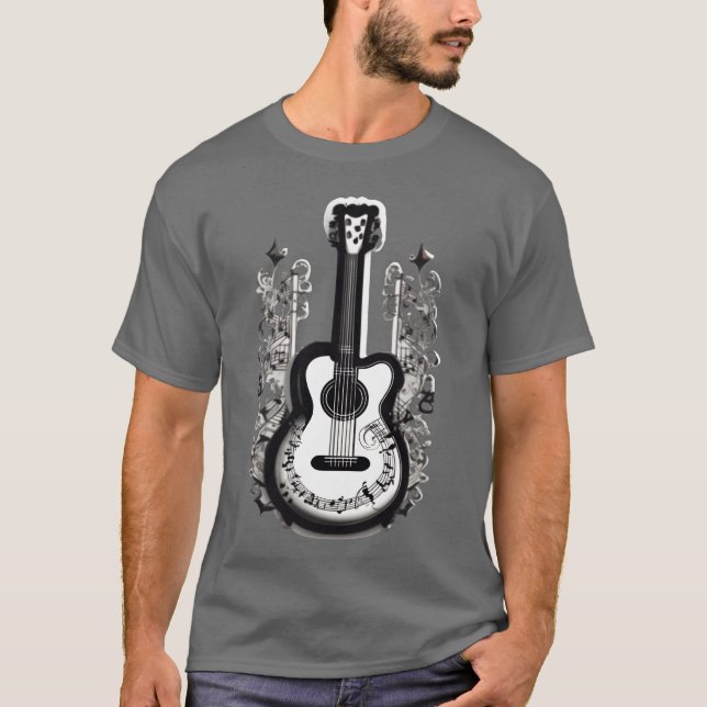 Gitarre mit musikalischen Noten für diejenigen, di T-Shirt (Vorderseite)