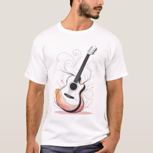 Gitarre mit sauberen Konturlinien, dezenten Farben T-Shirt