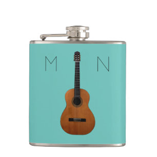 Gitarre Monogram Trendy Aquamarin Personalisiert Flachmann