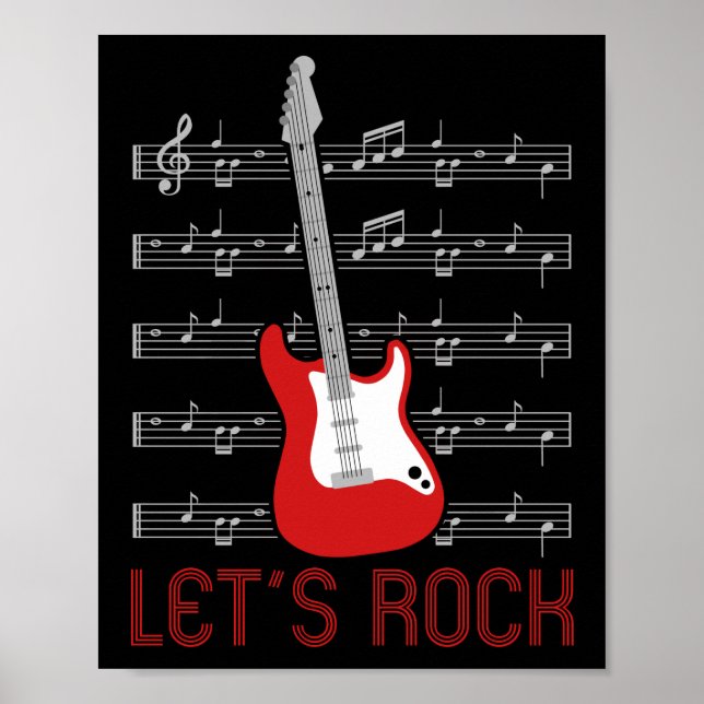 Gitarre Music Lover Lasse Rock Notes Poster (Vorne)