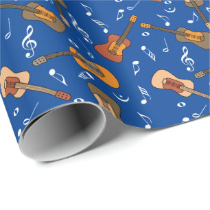 Gitarre Musiknoten Muster Geschenkpapier