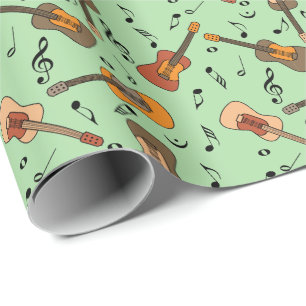Gitarre Musiknoten Muster Geschenkpapier