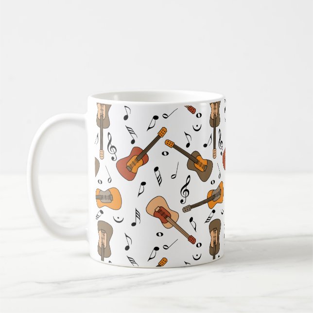 Gitarre Musiknoten Muster Kaffeetasse (Links)