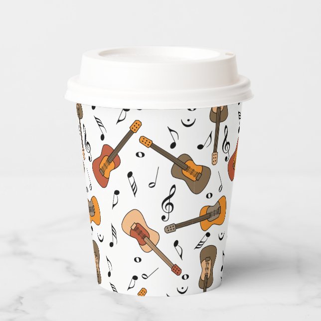 Gitarre Musiknoten Muster Pappbecher (Vorderseite)