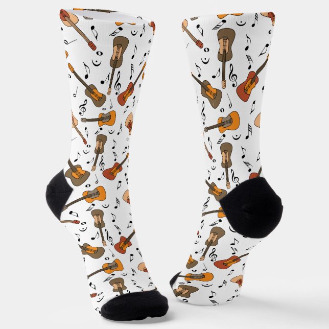 Gitarre Musiknoten Muster Socken (Gewinkelt)