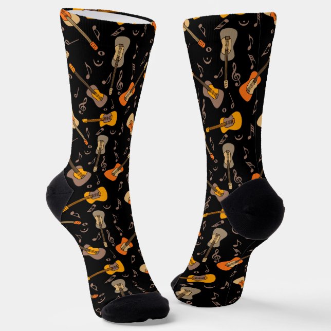Gitarre Musiknoten Muster Socken (Gewinkelt)