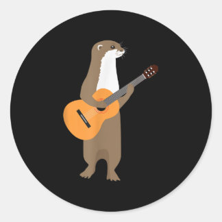 Gitarre Otter Animal Kids Gitarrist von Art Out Runder Aufkleber