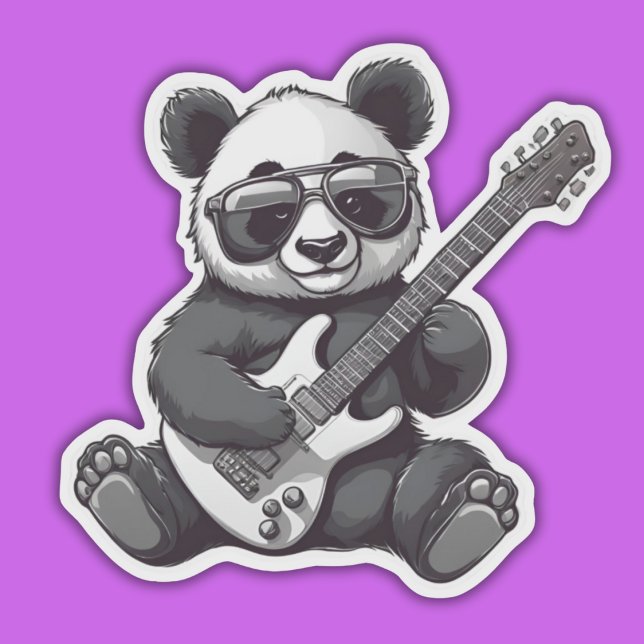 Gitarre Panda Wasserdicht Aufkleber (Von Creator hochgeladen)