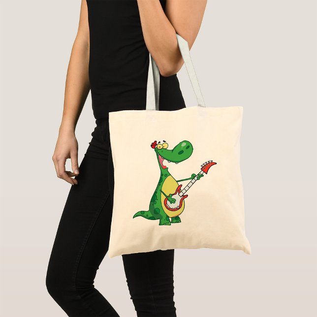 Gitarre Playing Dinosaur Tote Bag Tragetasche (Von Creator hochgeladen)