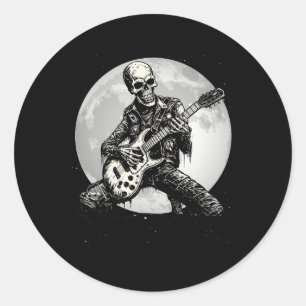 Gitarre Punk Rock Musik Halloween Mens Kids Runder Aufkleber
