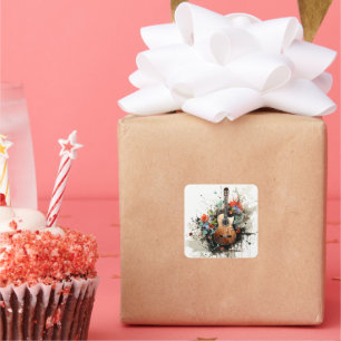 Gitarre Quadratischer Aufkleber