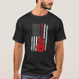 Gitarre Red White American Flag Patriotic 4. Ju T-Shirt