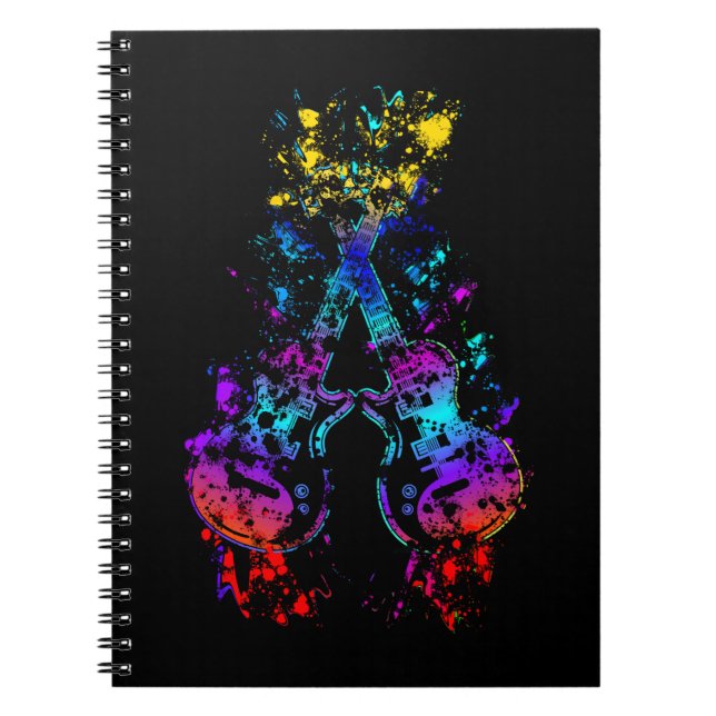 Gitarre Retro Rock und Roll Music Lover Gitarrist Notizblock (Vorderseite)