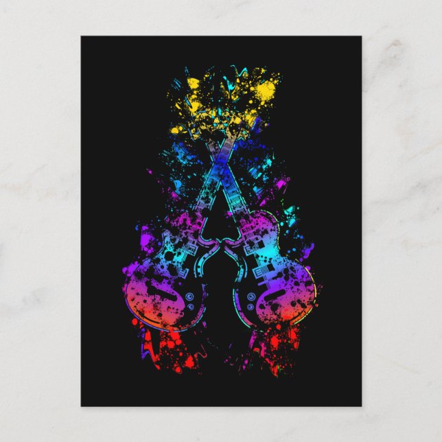 Gitarre Retro Rock und Roll Music Lover Gitarrist Postkarte (Vorderseite)