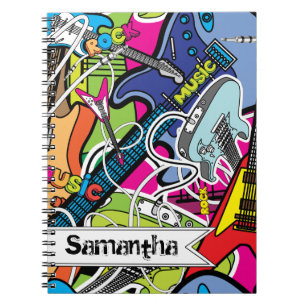Gitarre Rock Music Star Grunge Spiral Notebook Notizblock