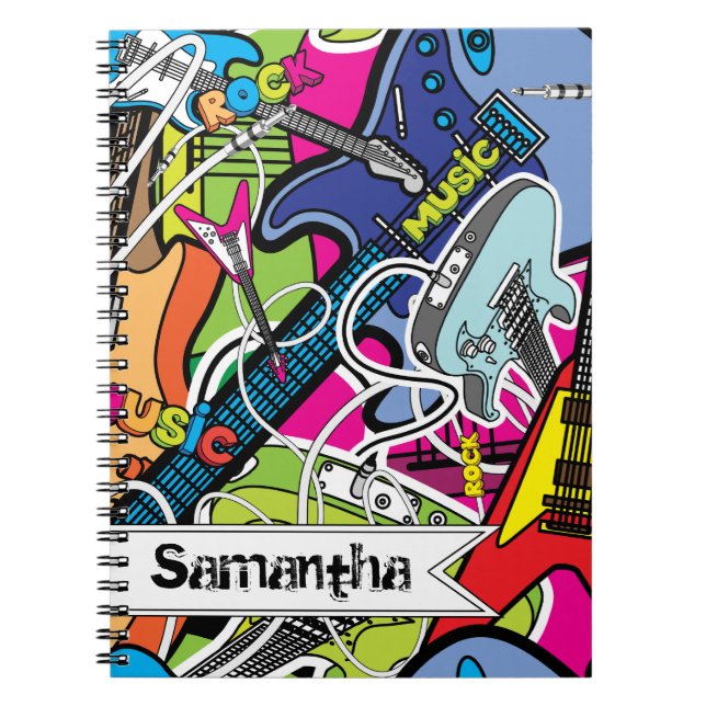 Gitarre Rock Music Star Grunge Spiral Notebook Notizblock (Vorderseite)